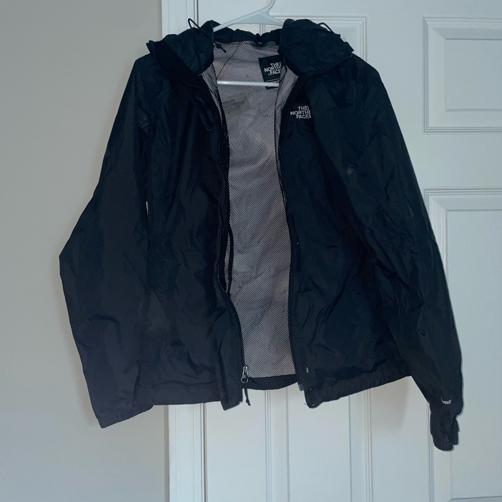 North face black rain jacket size small